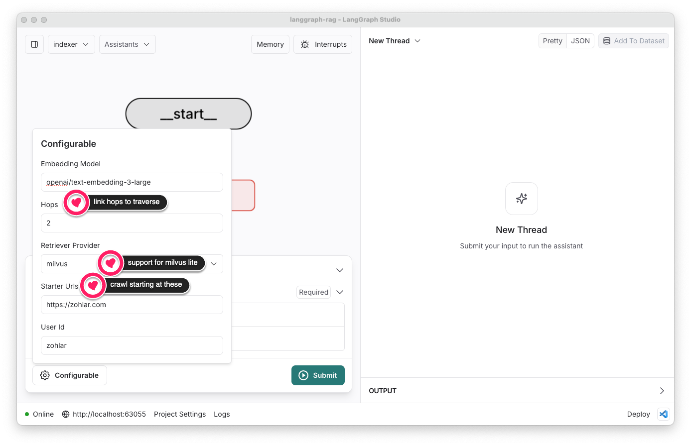 Enhanced configurations LangGraph studio UI